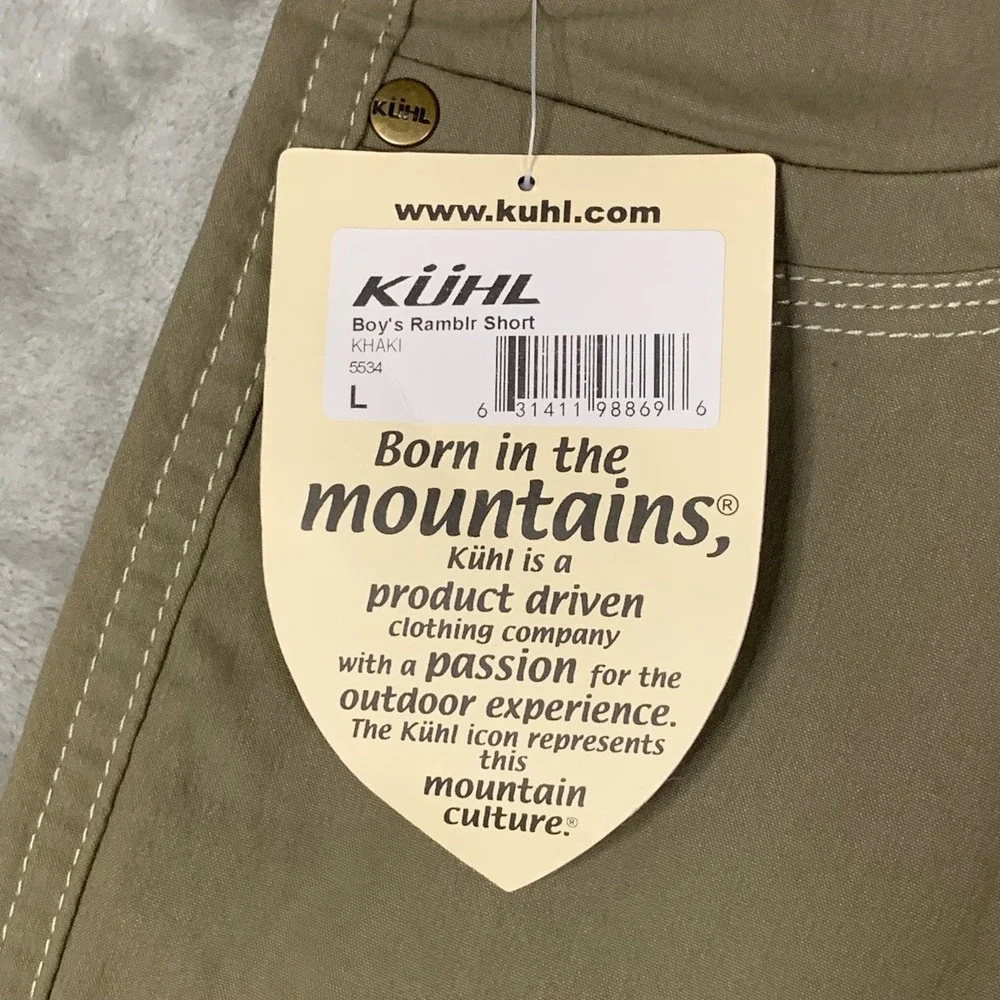 KUHL Boys Ramblr Shorts Khaki Youth Size L 14-16 Outdoor Hiking Cargo 5534 NEW